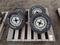 4  Go-cart tires on rims; size: 19.0x6.5-10