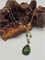 MCM Faux Green Stone Pendant / Necklace