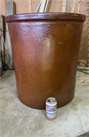 Antique 25 gallon brown glazed stoneware crock,