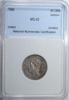 1889 SILVER 50 ORE NORWAY NNC CH BU