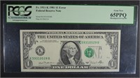 1981 $1 FEDERAL RESERVE NOTE PCGS 65PPQ