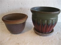 2 Glazed Planting Pots
