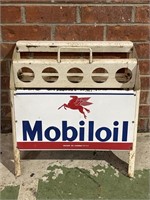 Original MOBILOIL 10 Bottle Oil Rack With Enamel