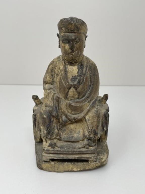 Chinese Carved Wood Buddhist Monk Statue