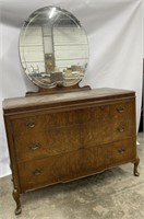 (G) Vintage 3 Drawer Dresser With Mirror: 47 x 22