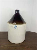 Antique Two-Tone Stoneware Jug Whiskey Crock