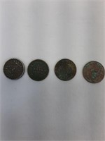 4 PCS OLD COINS INDIA  1909, 1918, 1920 AND 1935