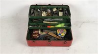 Vintage Metal Tacklebox with Fishing Tackle