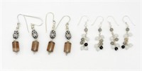 (4) PAIRS STERLING DANGLY EARRINGS