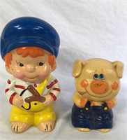 2 Vintage Ceramic Piggy Banks