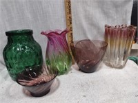 Mixed Styles Art Glass Vases & Bowls Lot