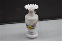 1800 Century Opaline Vase with Painted Flowers