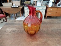 Amber Glass Pitcher- Hand Blown