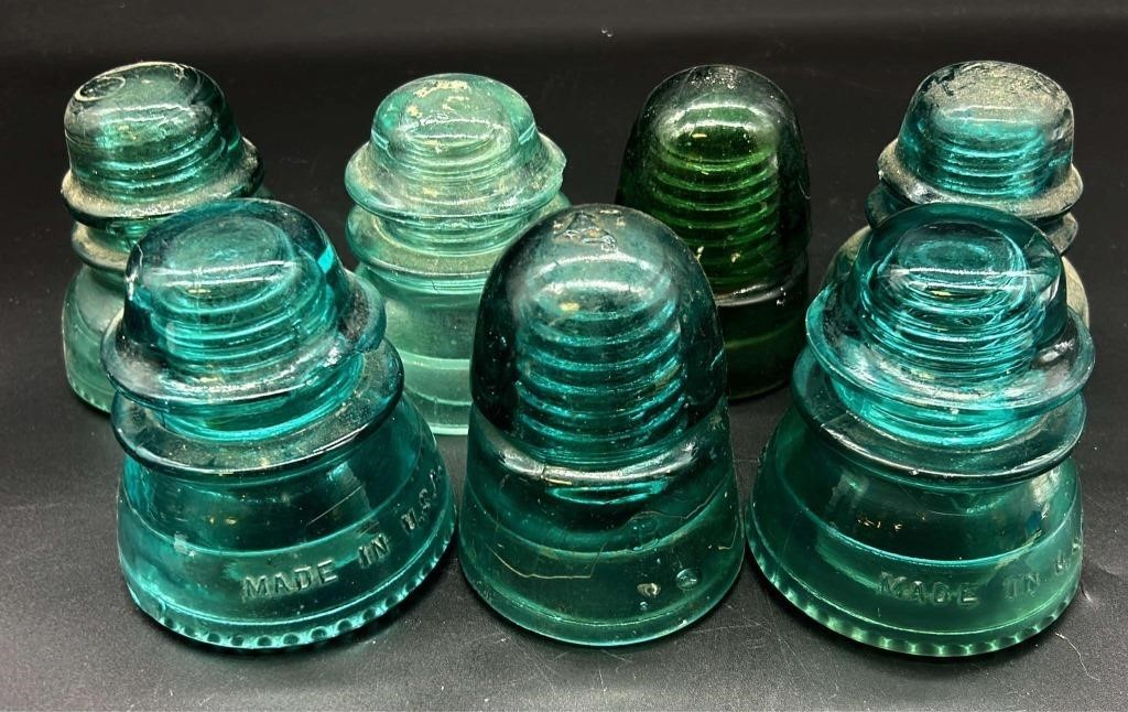 7 Antique Insulators 1 Is Green