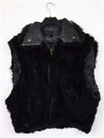 VTG Mirage Leather & Fur Zip-up Vest