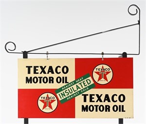 DST TEXACO MOTOR OIL INSULATED SIGN w/ HANGER