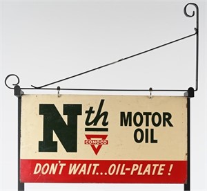 DST CONOCO Nth MOTOR OIL SIGN w/ HANGER