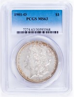 Coin 1901-O Morgan Silver Dollar, PCGS MS63