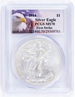 Coin 2014 Silver Eagle 1st Strike,PCGS MS70