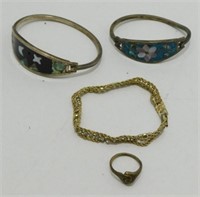 Vintage Lot of Jewelry - 3 Bracelets plus 1 Ring.