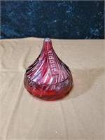 Red glass Hershey kiss approx 4 inches tall