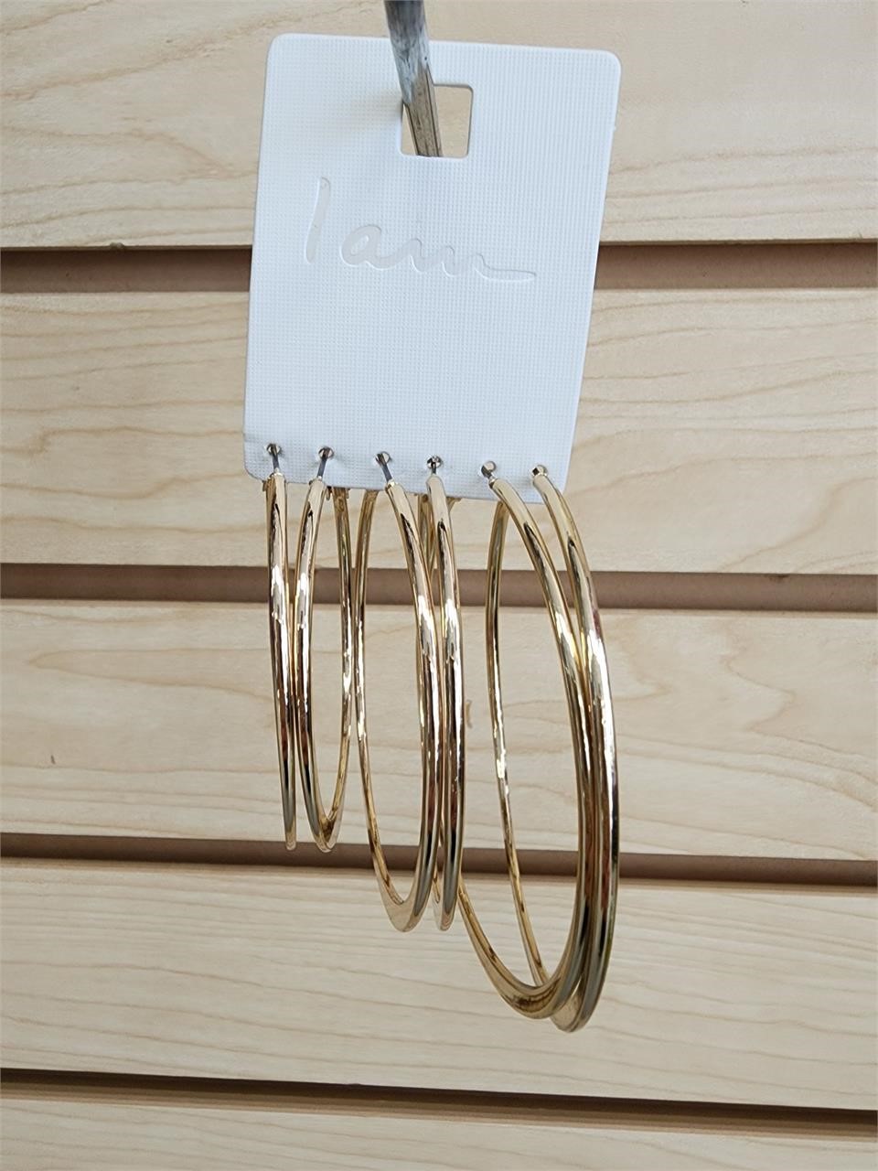 Gold tone set of 3 hoop earrings