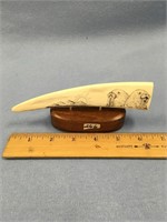 6.5" Walrus ivory tusk scrimmed with 2 walruses wi