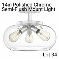 14in Polished Chrome Semi-Flush Mount Light