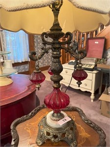 Decorative Red and Marble Lamp