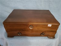VINTAGE FLATWARE BOX WITH DRAWER 18X11X6.5 INCHES