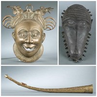 3 West Africa brass objects. 20th century.