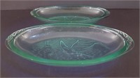 Vintage Manganese Ice Blue Embossed Oval Dishes