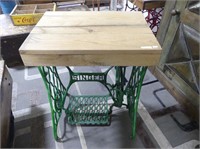 REPURPOSED CAST SINGER SEWING MACHINE BASE TABLE