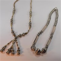 2 Indian Silver Bead Necklaces