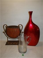 Home Decor- Metal & Ceramic Vases, GLass Pitcher
