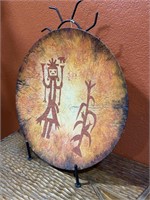 Large Southwestern Art Terra Cotta Disc with stand