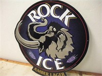 Rock Ice Tin Beer Sign, 21 in. Round
