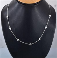 APPR $2800 Moissanite Necklace 2.1 Ct 925 Silver