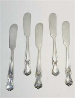 5 Butter Knives /Spreaders Silverware Old Company