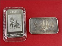 2X 1 TROY OUNCE .999 FINE SILVER BARS