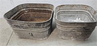 2 galvanized wash tubs