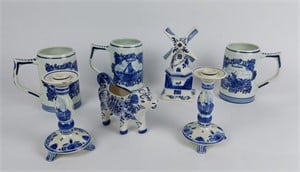 Collection of Hand-Painted Blue Delfts Holland