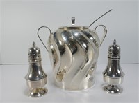 SILVER PLATE SHAKERS & PUNCH HOLDER