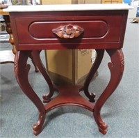MARBLE TOP ACCENT TABLE SINGLE DOVE TAILED DRAWER