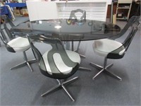 mid-century modern dining table & swivel chairs