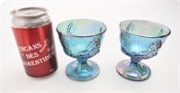 2 coupes vintages en verre carnaval Indiana glass