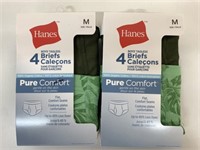 2x 4 Pack Hanes Boys Size M Tagless Briefs