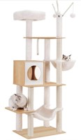 HEY-BROTHER WOODEN CAT TREE, 66.1IN