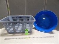 Laundry basket and a plastic tub