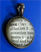 VINTAGE LOVE DEFINITION PENDANT DOME SHAPE GLASS